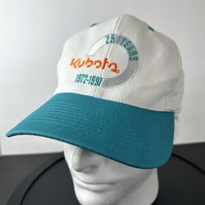 Kubota Vintage Baseball Hat Cap Teal White Workwear 5 Panel Snapback 25 Years
